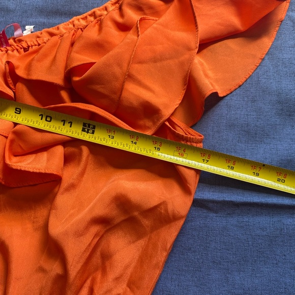 Picky girl | Orange Ruffled Women's Top sz M - Picture 4 of 9